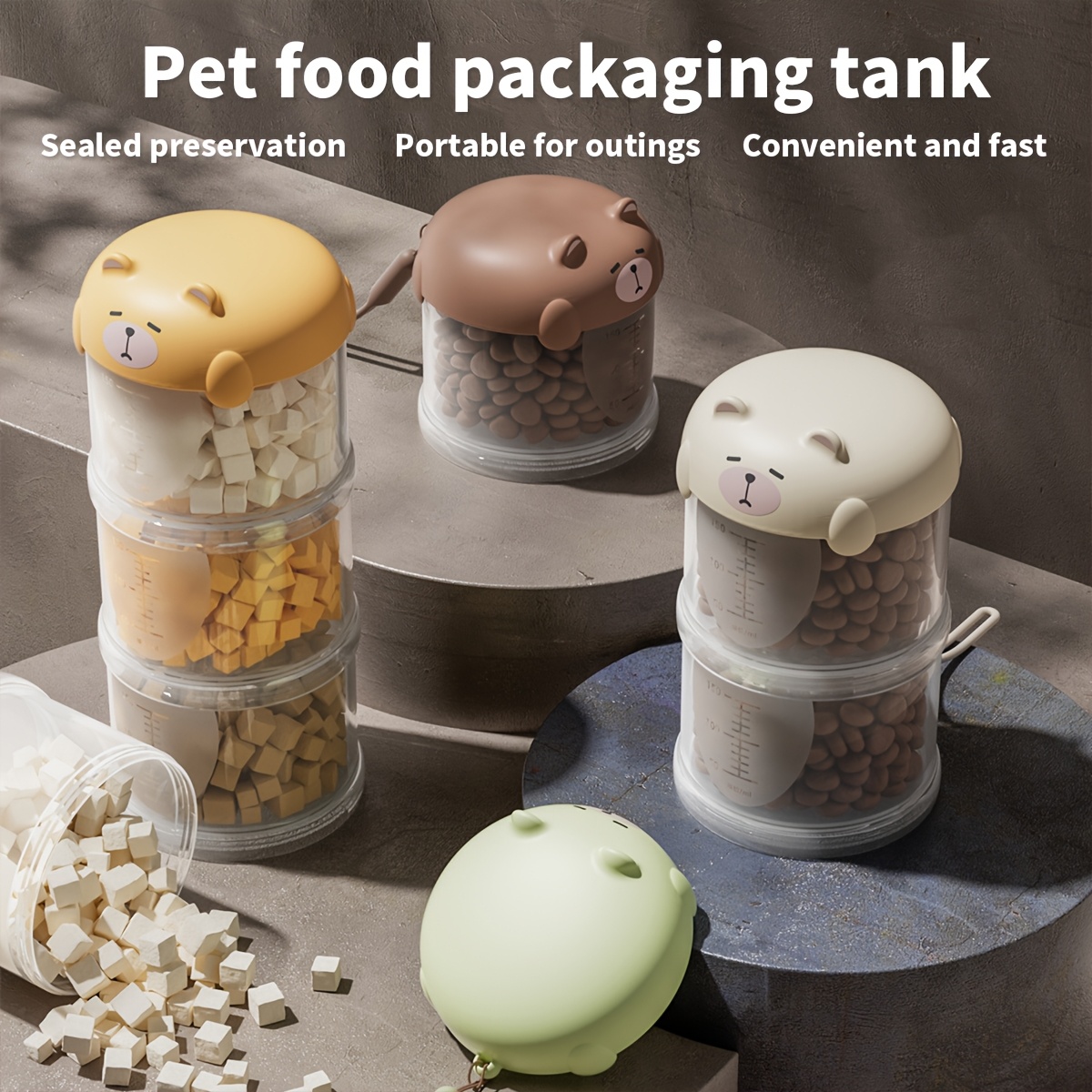 Food Packed Snacks - Draagbare plastic meerlaagse vochtbestendige hondensnack-opbergdoos, verzegelde