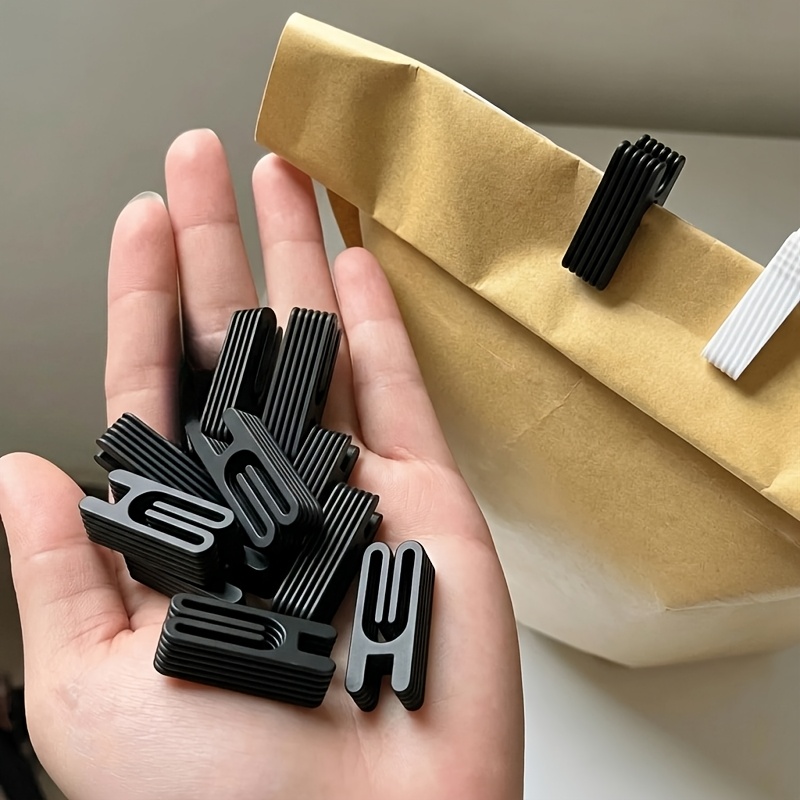 Food Packed Snacks - 10-pack zwarte snackzakjes-afsluitclips, afsluitclips voor voedselzakjes,