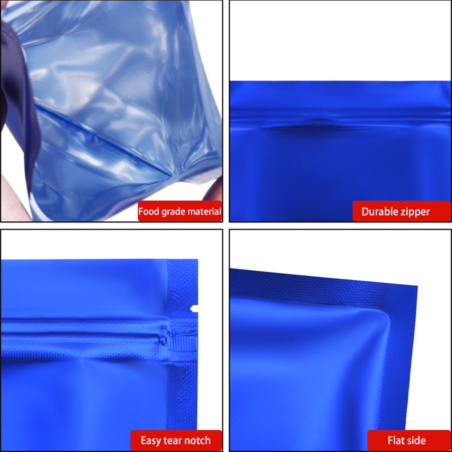 100 stuks matte blauwe folieza - Food Packed Snacks recensie en prijs