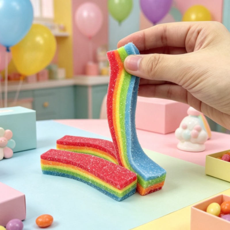 Zachte regenboogstreep stressb - Candy Sour Strip recensie en prijs